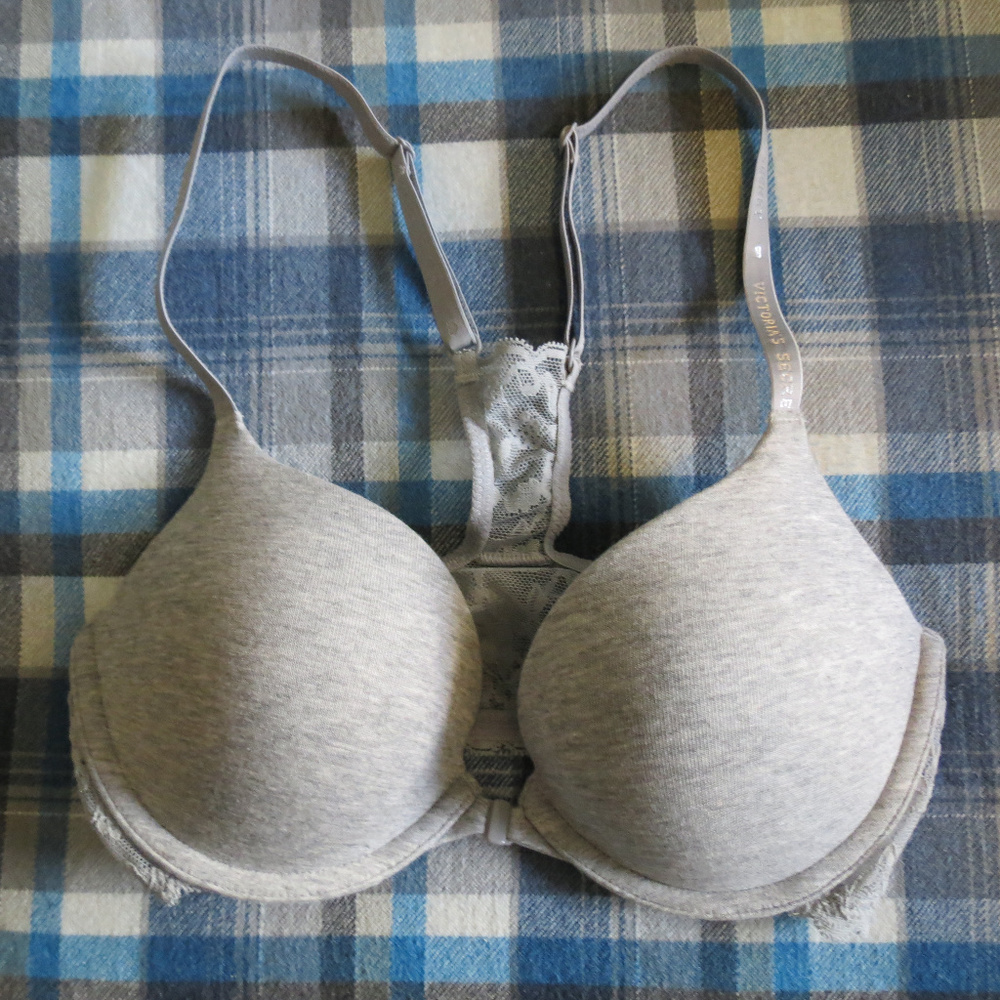 Victoria's Secret grey lace racerback bra